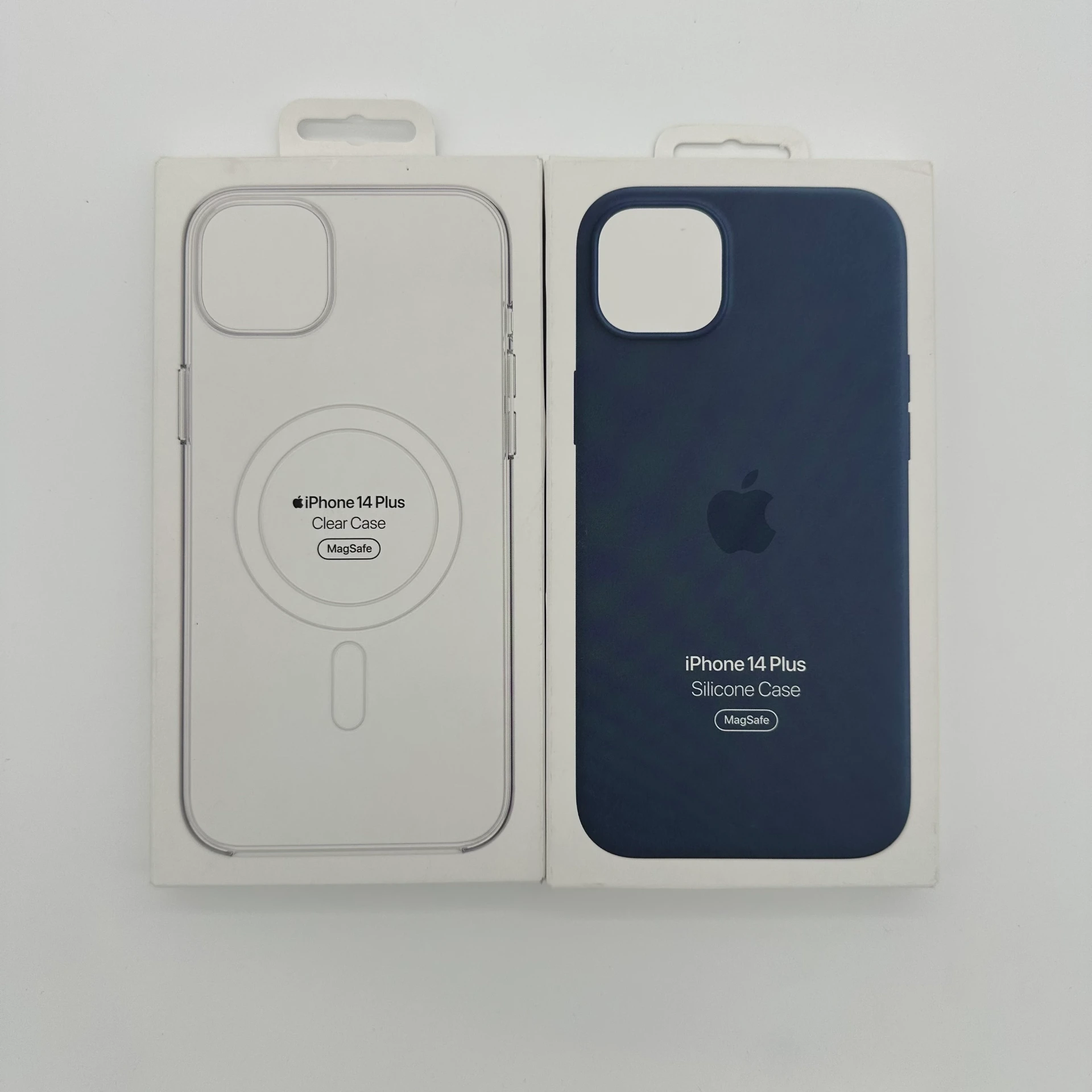 Genuine and new - Apple iPhone 14 Plus clear case and silicon blue case with MagSafe - Lot of 2