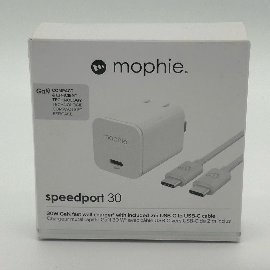 [CHG-WALL-PD-30W-GAN] mophie speedport 30W GaN Wall Charger with 2 m USB-C Cable