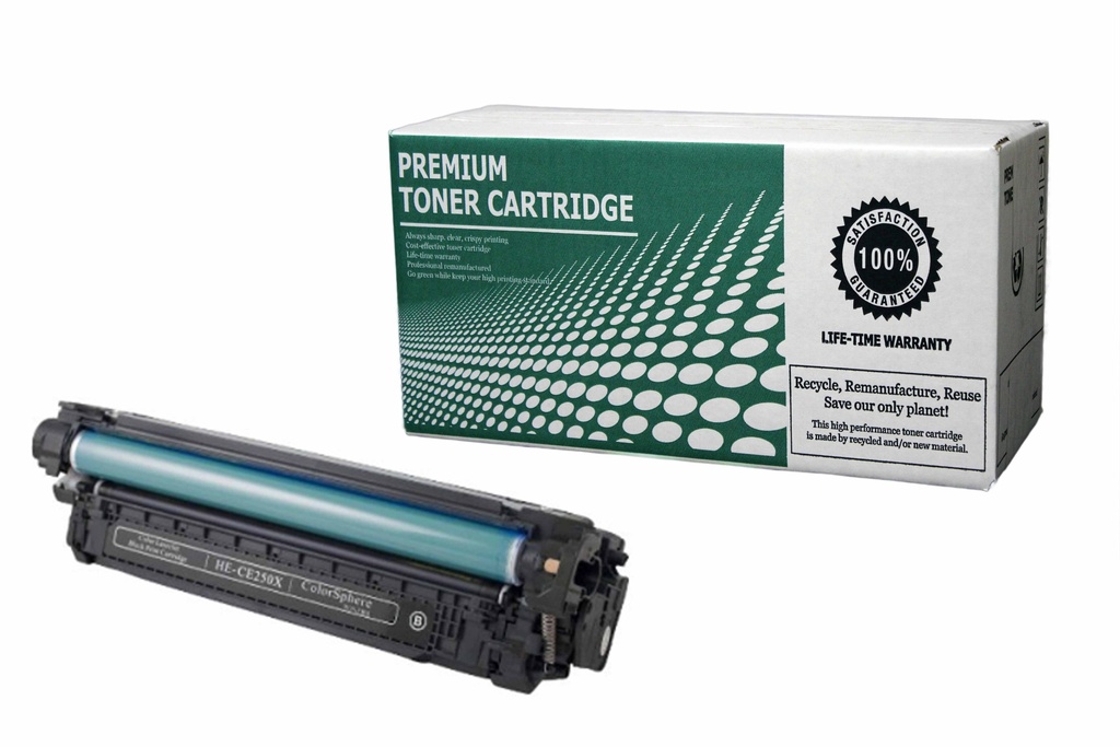 Remanufactured Toner Cartridge HPCE250X Replacement for HP CE250X Used for HP Color Laserjet CP3525 CM3530 MFP Series Black 10,500