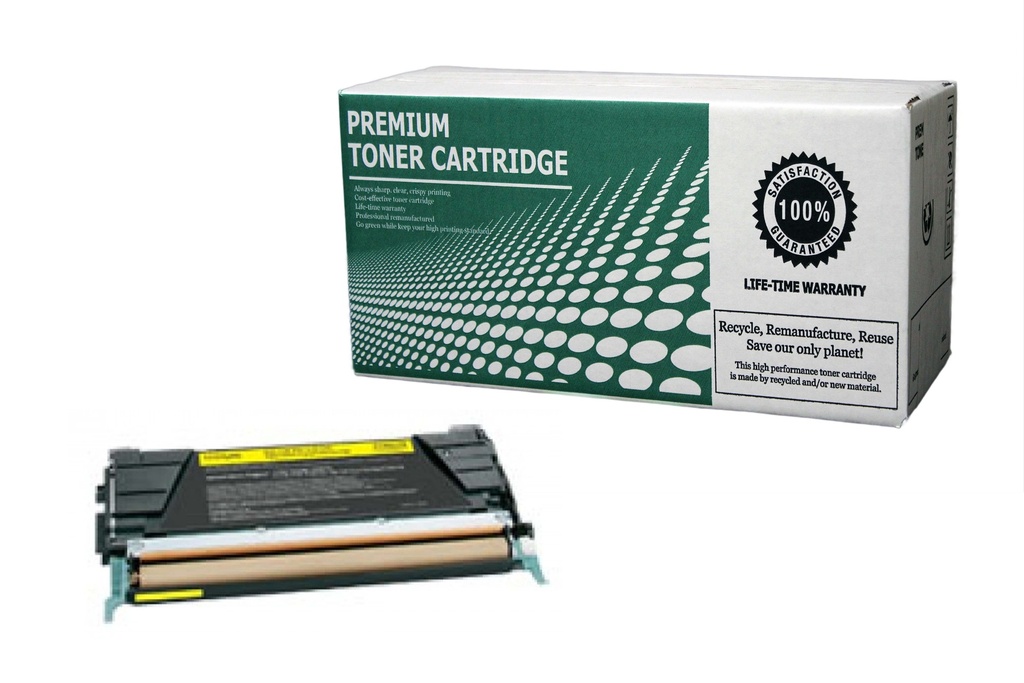 Remanufactured Toner Cartridge LXC522Y Replacement for Lexmark C5240YH Used for Lexmark C52X C53X Series Yellow 3,000