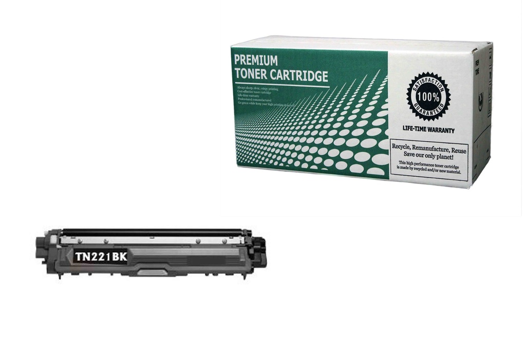 Remanufactured Toner Cartridge BRTN221BK Replacement for Brother TN221BK Used for Brother HL-3140CW HL-3150CDW HL-3170CDW MFC-9130CDW MFC-9140CDN MFC-9330CDW MFC-9340CDW Series Black 2,500