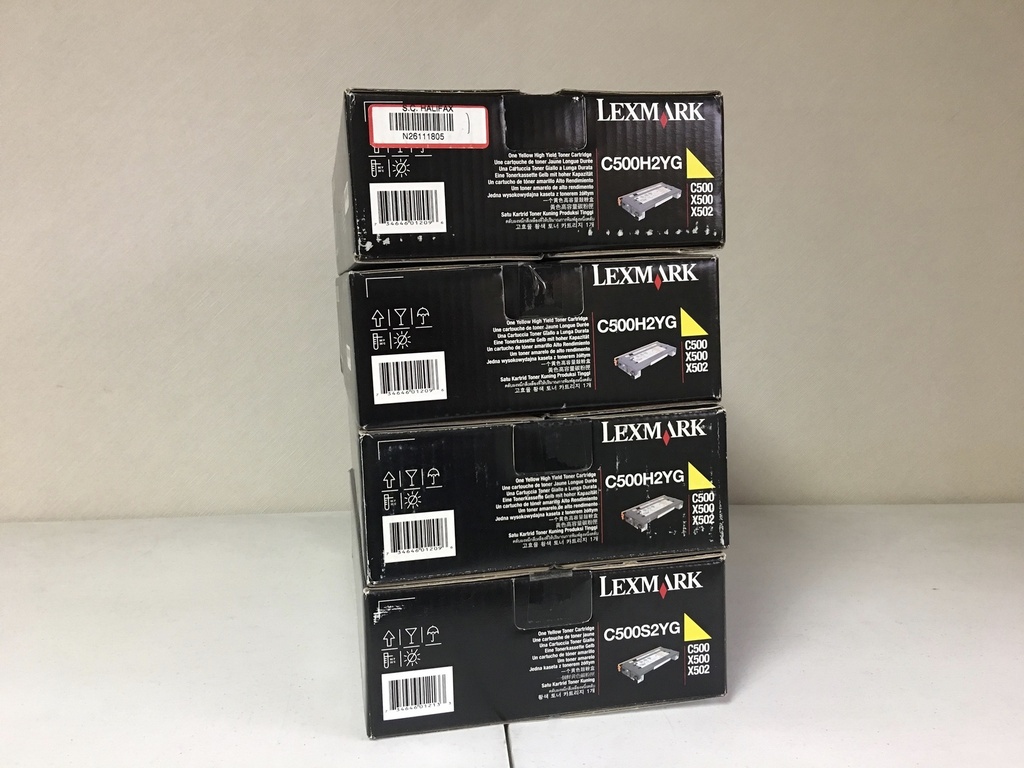 LOT OF 4! Genuine Lexmark LXC500Y C500H2YG Yellow High Yield Toner Cartridges For C500 X500 X502 Series Printers