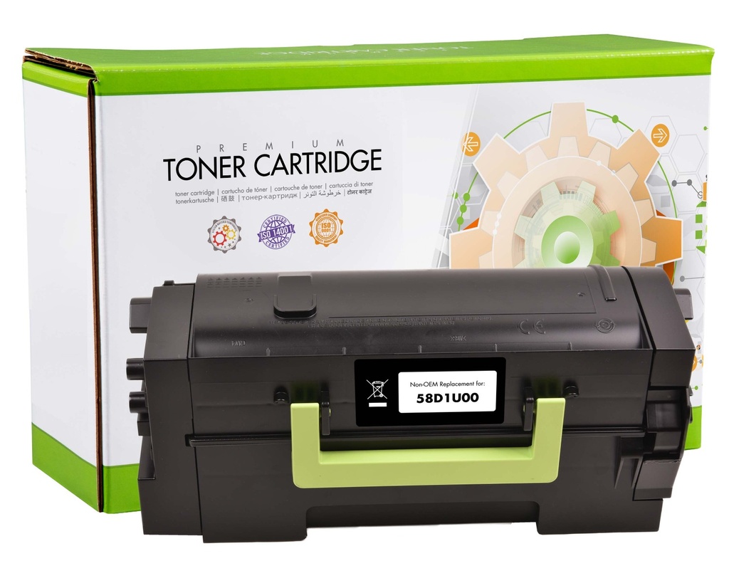 Printerready Remanufactured Toner Cartridge Replacement for 58D1U00 (55K) for Lexmark MS725 MS823 MS825 MS826 MX722 MX822 MX826 Printer