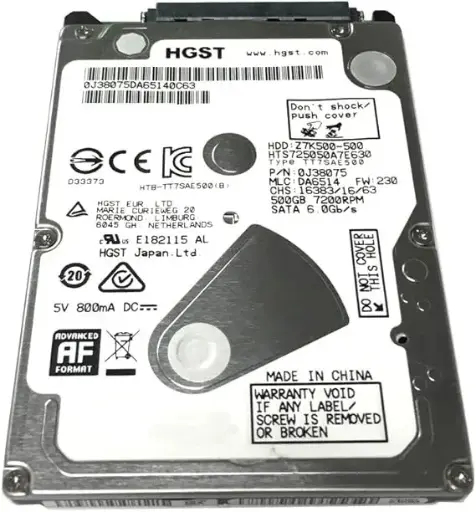 [HDD-HGST-500GB-2.5] HDD HGST Z7K500 500GB 2.5" 7200RPM 32MB Cache SATA 6.0Gb/s Internal Hard Drive For Desktops Laptops