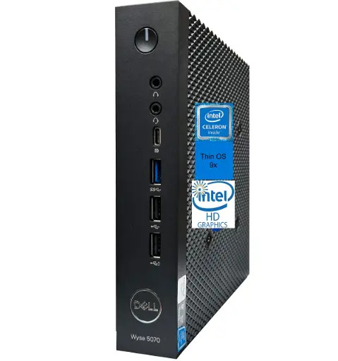 [DLWYSE5070-CELERON-J4105] Renewed Dell Wyse 5070 Thin Client, Intel Celeron J4105 4-Core, 4GB RAM, 16GB Flash EMMC, USB C, DisplayPort 4K UHD 2-Monitor Support, Thin OS With 90 Days Exchange Warranty